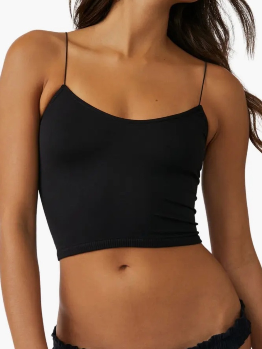 Free People Intimately Black Spaghetti Strap Crop Top - Women